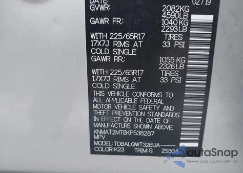 2019 Nissan Rogue Sv из США, поврежденный, VIN KNMAT2MT8KP538287